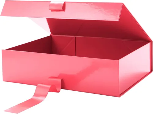 Miniatura 2 de GREEN BEAN Caja de regalo grande con tapa para regalos de 13 x 9.7 x 3.4 pulgadas, magnética roja con cinta, caja de regalo de lujo, caja de Cinta