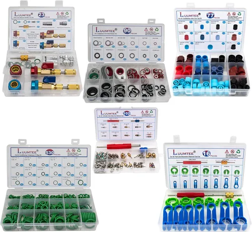 Miniatura 9 de Juego de 4 kits de reparación de aire acondicionado para automóvil, 270 piezas de juntas tóricas + 102 piezas A/C Kit de núcleo de válvula + 77