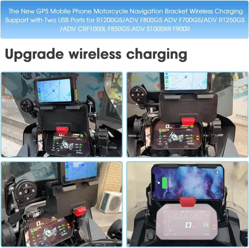 Miniatura 5 de El nuevo GPS teléfono móvil motocicleta navegación soporte soporte de carga inalámbrica con dos puertos USB para R1200GS/ADV F800GS ADV F700GS/ADV