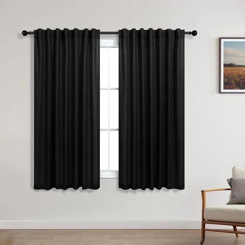 Miniatura 82 de KOUFALL Cortinas de lino azul marino de 84 pulgadas de largo, cortinas transparentes azul oscuro para sala de estar y dormitorio, medianoche