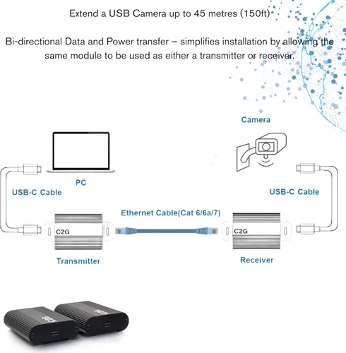 Miniatura 4 de C2G Superbooster® - Extensor de cámara USB sobre kit de caja a caja Cat