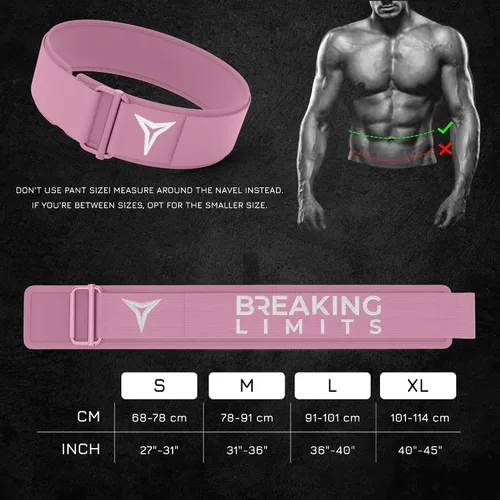 Miniatura 3 de Breaking Limits Cinturón de levantamiento de pesas rosa para mujeres y hombres - Cinturón de sentadillas para gimnasio, entrenamiento, levantamiento
