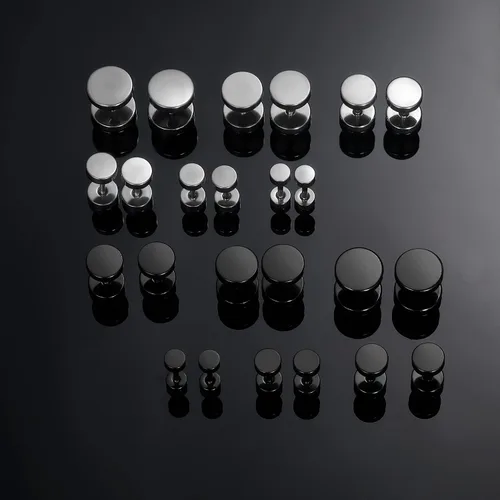 Miniatura 6 de Aretes de acero quirúrgico 316L para hombre, con parte trasera plana, hipoalergénicos, de titanio, para mujer, Acero inoxidable, No es una piedra