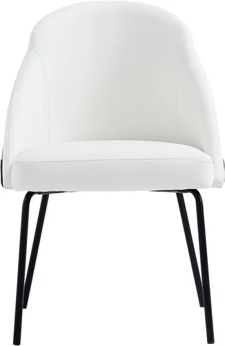 Miniatura 18 de Manhattan Comfort Gracie - Juego de 1 sillas de comedor modernas de piel sintética, asiento tapizado de piel sintética, patas de acero, espuma
