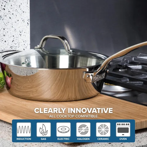 Miniatura 5 de Viking Juego de utensilios de cocina de 5 capas, 5 ollas y sartenes de cocina de acero inoxidable, apto para horno, listo para inducción