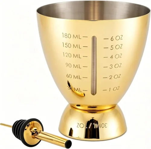 Miniatura 10 de Homestia Jigger doble de acero inoxidable, taza medidora de cóctel de 1 oz a 2 onzas con marcas precisas, jigger profesional de barman con guía