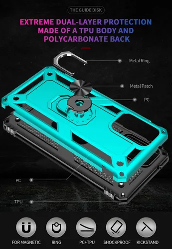 Miniatura 7 de Funda para Samsung A52, Galaxy A52 con protector de pantalla HD, soporte de anillo de grado militar, soporte de coche de 15 pies, probada a prueba