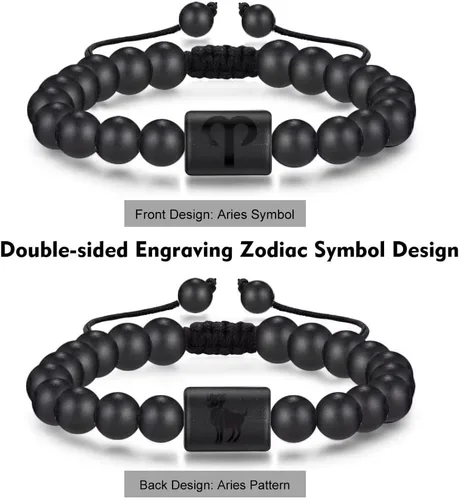 Miniatura 4 de Pulseras del zodiaco para hombres y mujeres, hechas a mano, ojo de tigre natural de 0.315in y piedra de ágata mate para hombre, pulseras