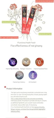 Miniatura 3 de Extracto de ginseng rojo de 6 años de Kim coreano Tiempo energético (0.3 fl oz x 30)