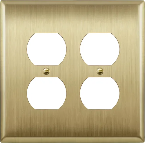 Miniatura 23 de ENERLITES Placa de pared de metal dúplex para receptáculos, cubierta de salida de acero inoxidable, resistente a la corrosión, tamaño de 1 banda