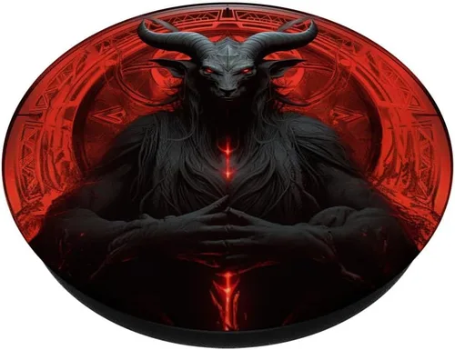 Miniatura 2 de PopSockets de Baphomet de luna roja satánica oculta PopGrip intercambiable