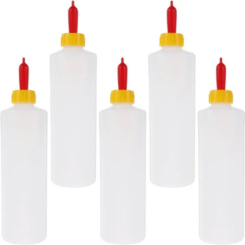 Tofficu Paquete de 5 botellas de alimentación de animales pequeños de 13.5 onzas para corderos, niños y terneros, botellas de plástico para leche de
