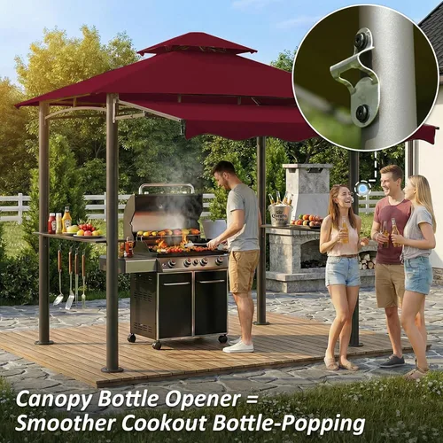 Miniatura 2 de CHARMELEON Gazebo de doble nivel para parrilla de 8 x 5 pies, tienda de campaña para patio y barbacoa al aire libre con toldo lateral extensible
