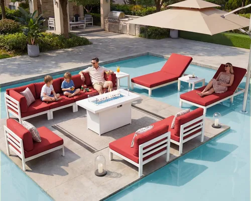 Miniatura 38 de NICESOUL - Juego de 10 muebles de patio extra grandes de aluminio moderno, sofá para exteriores con asiento de 29" de profundidad y ancho, 500 lbs