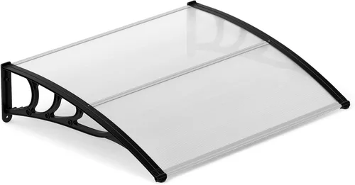 Miniatura 15 de Tangkula Toldo de ventana de 40 x 40 pulgadas, moderno toldo de policarbonato para puerta delantera, cubierta de puerta de ventana para lluvia, Negro