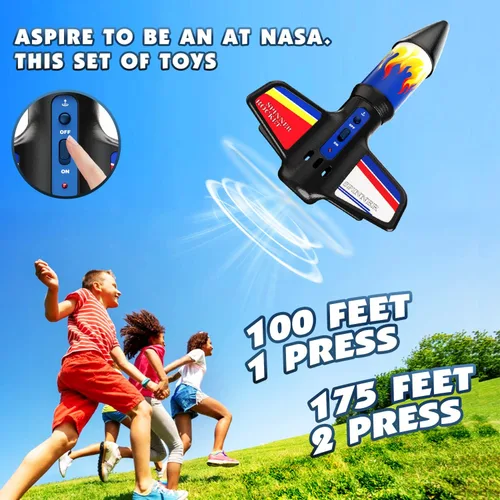 Miniatura 4 de Lanzador volador para niños, juguetes voladores eléctricos con recuperación de paracaídas, juguete ecológico con relanzamiento ilimitado, gran