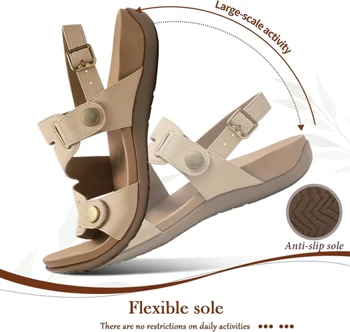 Miniatura 6 de Littleplum Sandalias ortopédicas para mujer, con soporte de arco, cómodas, planas, ajustables, para caminar, verano, playa