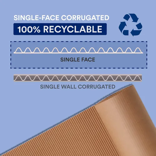 Miniatura 4 de BOX USA Rollo de cartón corrugado para envío, 24 pulgadas de largo x 250 pulgadas de ancho, paquete de 1, rollo de papel de cartón corrugado de una