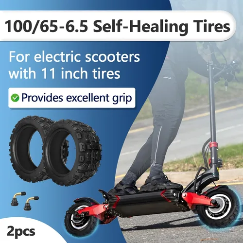 Miniatura 2 de 2 piezas neumáticos 100/65-6.5 sin cámara, neumáticos de scooter de 11 pulgadas para VSETT 11+/Zero 11X/Dualtron/Thunder/Speedual Plus, neumático