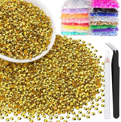 Miniatura 42 de 5000 piezas de diamantes de imitación de resina de 0.118 pulgadas a granel, color verde oscuro AB con parte trasera plana, diamantes de imitación