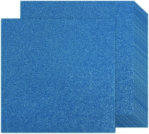 Cartulina azul con purpurina de doble cara de 12x12 - Papel Goefun con purpurina, 24 hojas de cartulina azul marino de 280 GSM/100 libras para hacer
