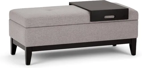 Miniatura 14 de SIMPLIHOME Oregon - Banco otomano de almacenamiento con bandeja, banco otomano rectangular de cuero vegano de 42 pulgadas de ancho, color marrón