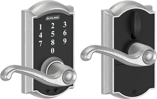 Miniatura 19 de Schlage - Cerradura táctil Camelot con picaporte Accent, cerradura de entrada electrónica sin llave (bronce envejecido, FE695 CAM 716 ACC)