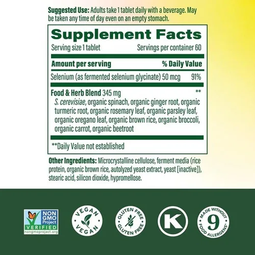 Miniatura 2 de MegaFood Selenio – Selenio 50 mcg, suplemento de selenio con mezcla de alimentos y hierbas – Apoyo inmunológico – Vegano, sin OMG – Hecho sin 9