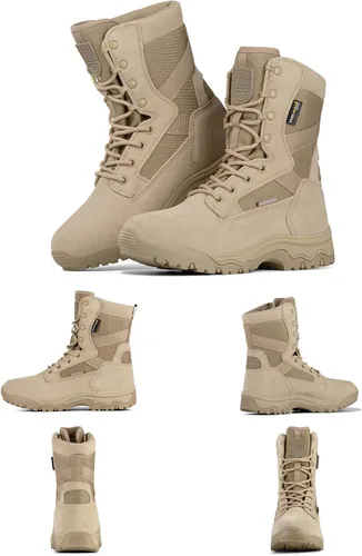Miniatura 7 de FREE SOLDIER Botas tácticas para hombre de 8 pulgadas, ligeras, botas de combate duraderas, botas de trabajo militar, botas de desierto