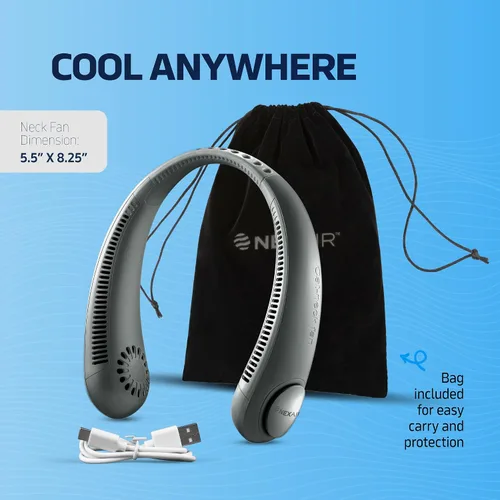 Miniatura 7 de NEXAIR Ventilador de cuello portátil de enfriamiento manos libres, ventilador de cuello ligero sin aspas, 3 velocidades, batería de 2400 mAh, tiempo