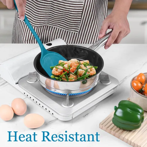 Miniatura 8 de LIANYU Juego de 8 piezas de utensilios de cocina, utensilios de cocina resistentes al calor, herramientas y gadgets de cocina para utensilios de Azul