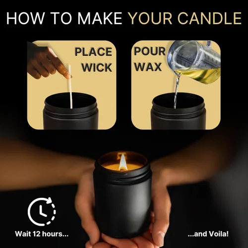 Miniatura 5 de Tarros de 8 onzas – Tarros de velas vacíos para hacer velas – Tarro de vela a granel – Tapas de tarros de vela de vidrio – Recipientes de velas