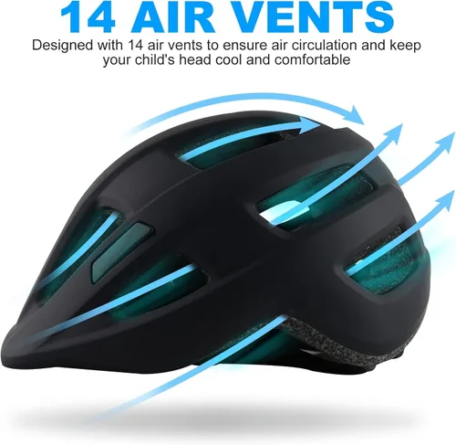 Miniatura 5 de Casco de bicicleta para niños de 1 a 8 años, cascos ajustables para niños y niñas, casco ligero para niños, ciclismo, scooter, deportivo, 18.9-21.3