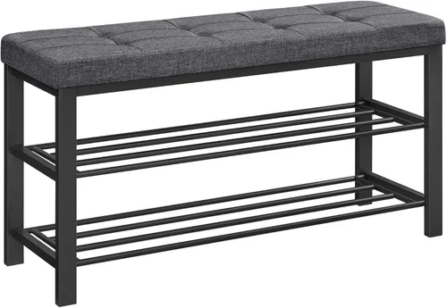 Miniatura 11 de SONGMICS Banco de zapatos, banco de almacenamiento, banco de entrada con cojín, estante para zapatos con asiento, ahorro de espacio, estilo moderno
