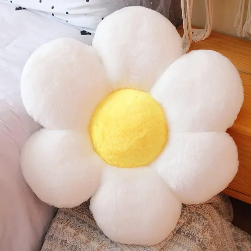 Almohadas de felpa con flores de lannery, cojín de asiento para el suelo en forma de flor para leer, habitación, ver televisión (25.6", Blanco-2)