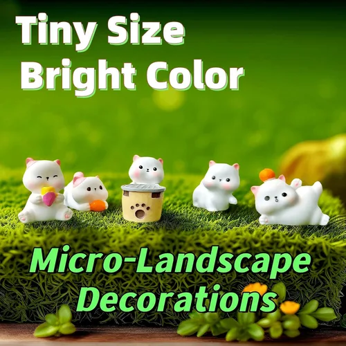 Miniatura 7 de 6 piezas de figuritas de gato en miniatura, gatos en miniatura de resina, figuritas de gatos en miniatura, animales lindos, figuritas de gato