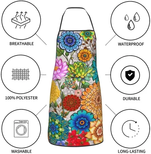 Miniatura 8 de Delantales para mujeres y hombres, delantales de chef con bolsillos para decoración de cocina, barbacoa, cocción, hornear a la parrilla