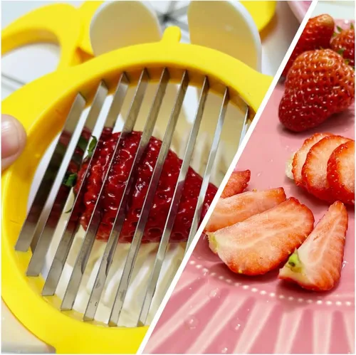 Miniatura 4 de Cortador de Huevos Jawbush 3 en 1 con Cuchillas de Metal para Huevos Duros y Frutas Blandas, Cortador de Huevos Duros de Acero Inoxidable, Cortador