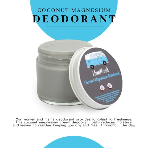 Miniatura 6 de Vanman’s - Desodorante hecho a mano de coco y magnesio - Control del olor para las axilas - Desodorante de rutina para mujeres y hombres - Productos