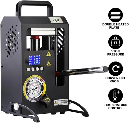Miniatura 3 de Máquina de prensa de calor hidráulica 5T con placas de calefacción dobles de 5 toneladas Máquina de prensa de calor manual de 4.1 x 4.7 pulgadas