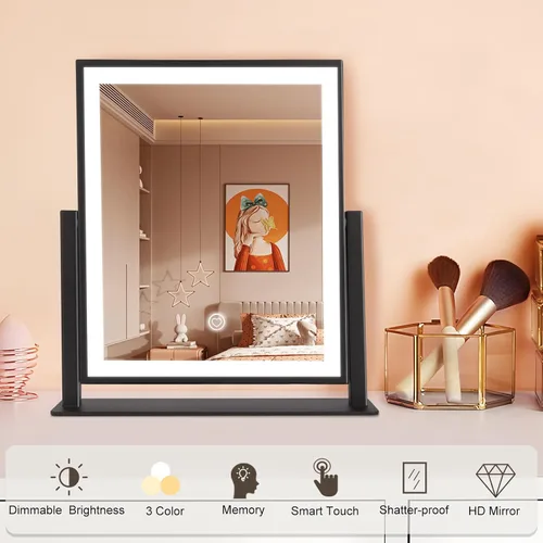 Miniatura 2 de Beelux Espejo de tocador con luces, espejo de maquillaje de 11 pulgadas con luz regulable, control inteligente, memoria, ajustable 3 modos