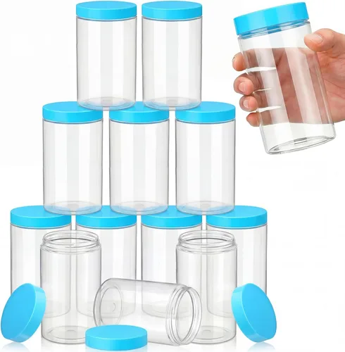 Miniatura 14 de SATINIOR Paquete de 12 frascos de plástico con tapas, frascos redondos para cosméticos de viaje, para artículos de tocador, loción, crema