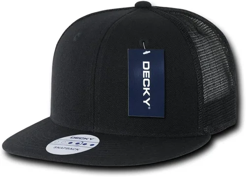 DECKY Gorra de camionero de factura plana de 6 paneles