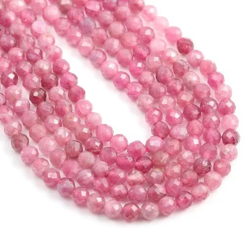 Miniatura 2 de Cuentas de piedra natural de turmalina rosa, cuentas sueltas facetadas para hacer joyas, collares, aretes, anillo, 1 hebra/paquete de 15 pulgadas