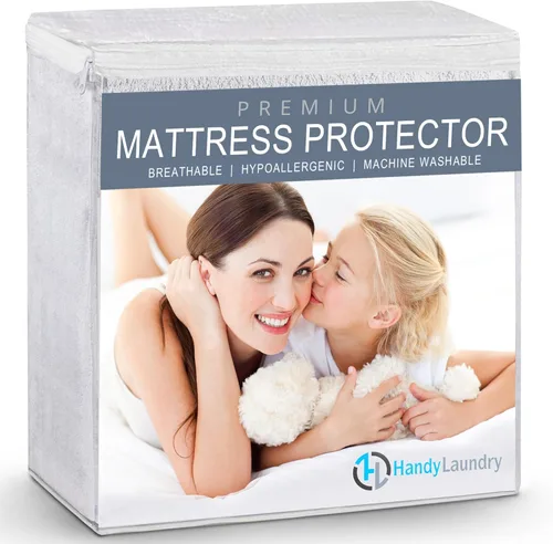 Miniatura 10 de Protector de colchón, de la marca Handy Laundry, hipoalergénico e impermeable, Poliéster & Mezcla de poliéster, Blanco