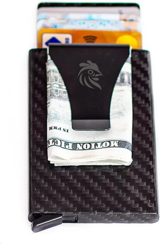 Miniatura 3 de RFID bloqueo de fibra de carbono pop-up billetera, diseño delgado y lujoso, tarjetero para hombres, caja de regalo, Negro -, Minimalista