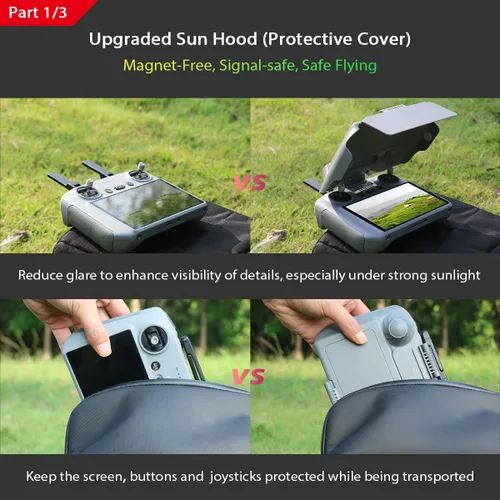 Miniatura 3 de Arzroic Kit de Capucha Protectora Solar RC 2 con Protector de Pantalla y Cordón de Cuello para DJI Mini 5 Pro/Mini 4 Pro/Mavic 4 Pro/Flip/Air 3S/Air
