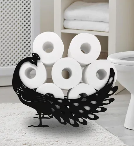 Miniatura 19 de Black Bear - Soporte de papel higiénico de metal, divertido soporte de papel de animales para baños, organizador independiente con capacidad para 8