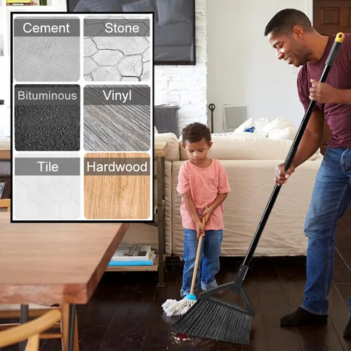 Miniatura 6 de Escoba comercial resistente, paquete de 3 escobas angulares mejoradas para barrer al aire libre e interior, escobas negras perfectas de la casa, 3 x