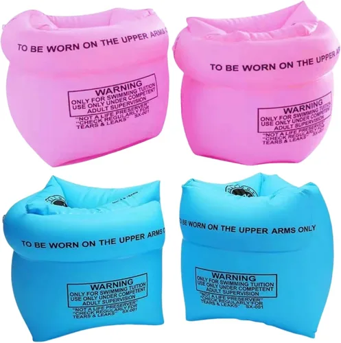 Miniatura 11 de Paquete de 2 a 4 flotadores de brazo para niños y adultos, flotadores de piscina, anillo de natación inflable, mangas flotantes de PVC para niños